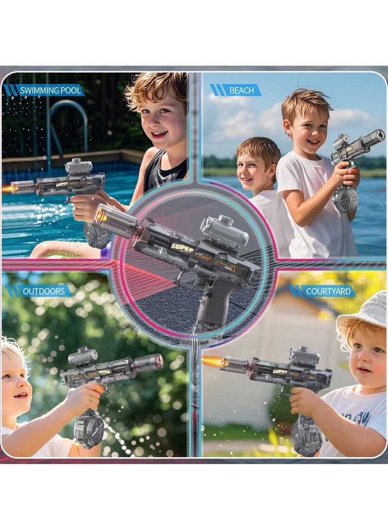 Electric Water Gun for Adults Kids, Automatic Squirt Watergun Pistol with Flashing Muzzle, Summer Outdoor Pool Beach Party Toys, Black  - Image 4