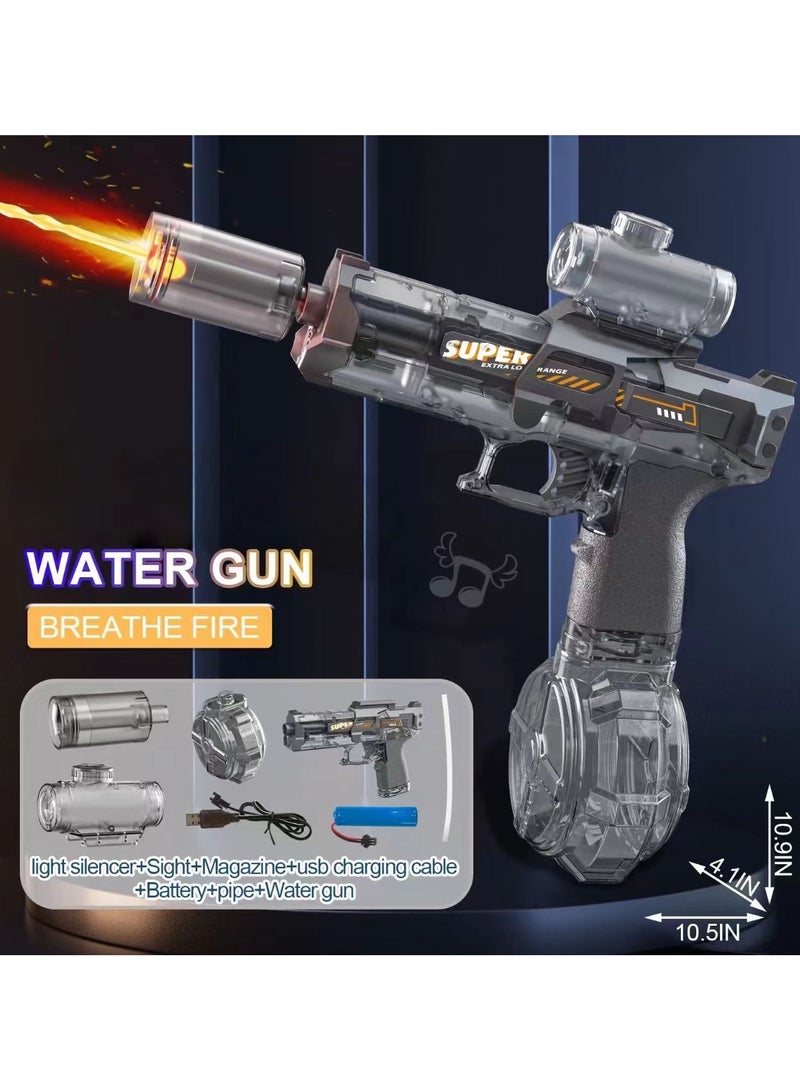 Electric Water Gun for Adults Kids, Automatic Squirt Watergun Pistol with Flashing Muzzle, Summer Outdoor Pool Beach Party Toys, Black  - Image 1