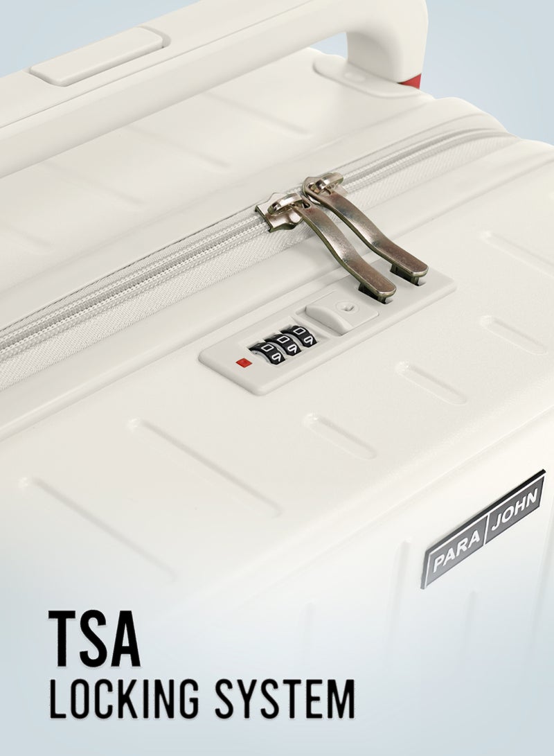 PARAJOHN عربة أمتعة ذات مقبض عريض للسفر الأنيق الفاخر أبيض - Image 5
