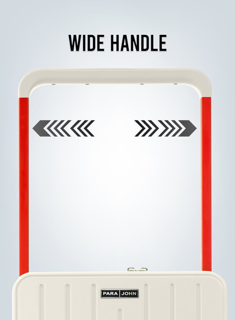 PARAJOHN عربة أمتعة ذات مقبض عريض للسفر الأنيق الفاخر أبيض - Image 2