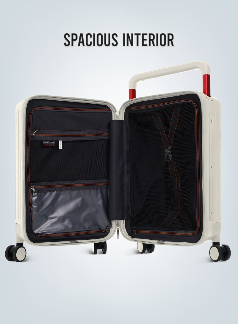 PARAJOHN عربة أمتعة ذات مقبض عريض للسفر الأنيق الفاخر أبيض - Image 4