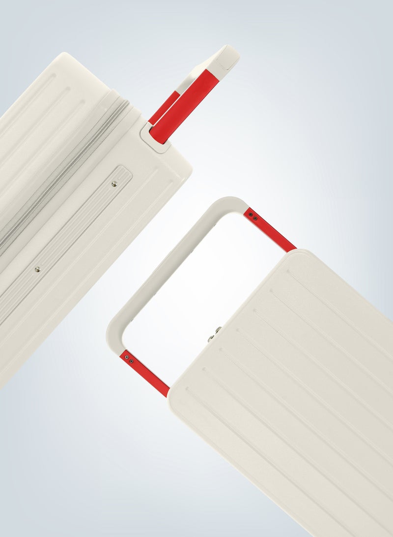 PARAJOHN عربة أمتعة ذات مقبض عريض للسفر الأنيق الفاخر أبيض - Image 3