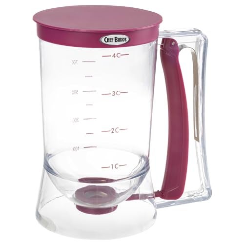 Chef Buddy Pancake Batter Dispenser - Batter Dispenser with Squeeze Handle for Waffles, Muffins, and Crepes - Kitchen Gadgets for Baking (Purple) - Image 1