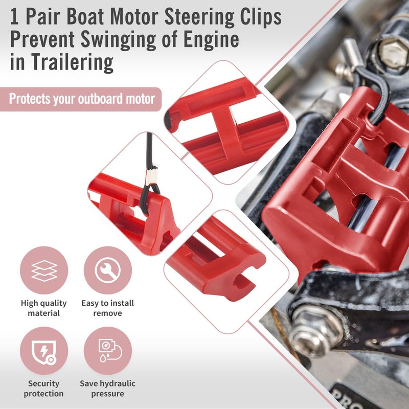 ZHIXING 4" Steer Stop Outboard Hydraulic Steering Lock for Outboard Motor Trailering/Transport 1 Pair Red - Image 3