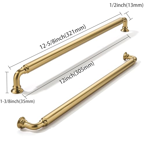 khtumeware 2Pack Champagne Bronze HeavyDuty Solid Cabinet Pulls 12 Inch305mm Hole Center Satin Brass Drawer Pulls Cabinet Hardware Suitable for Kitchen Cabinets Bathrooms and Dressers - Image 3