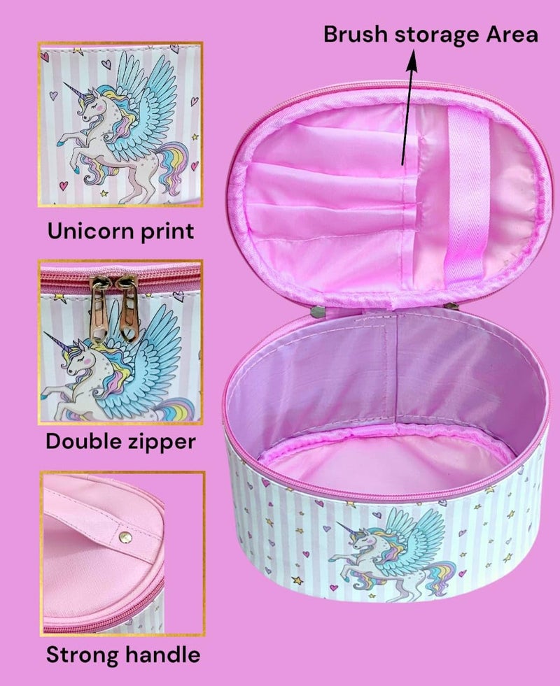 AMANVANI Cosmetic Bag, Cosmetic Organizer Bag, Makeup Bag for Women Toiletry Bag Makeup Organizer Make up Kit Travel Pouch Vanity Bag Pouch for Girls, Makeup Bag for Girls 1pcs - Image 4