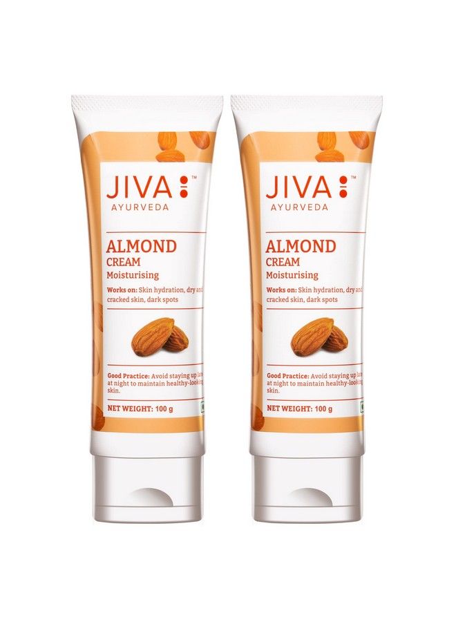 Jiva Almond Cream 100 G For All Skin Types Paraben And Silicon Free Brightens And Moisturises Skin (Pack Of 2) - Image 1