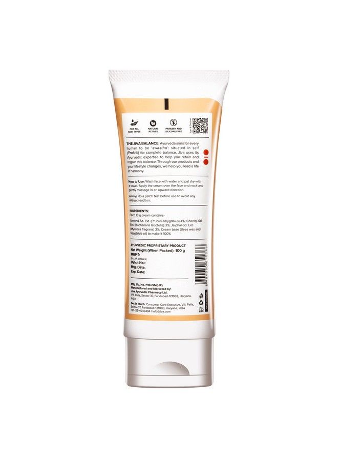 Jiva Almond Cream 100 G For All Skin Types Paraben And Silicon Free Brightens And Moisturises Skin (Pack Of 2) - Image 4