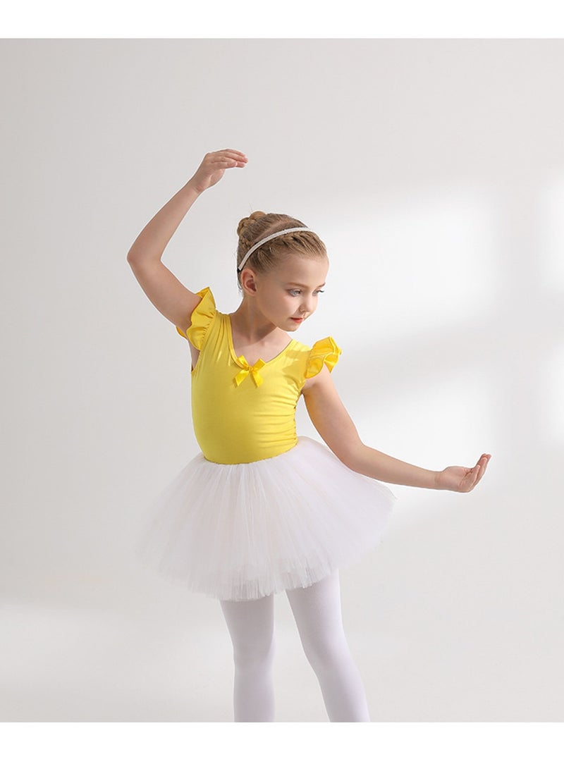 Loquat Squality Children's Dance Dress Training Dress Pure Cotton Ballet Dancing Dress For Children Yellow  - Image 1