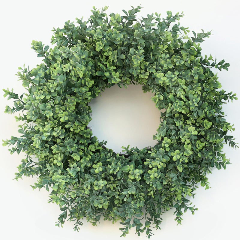 26 Large Boxwood Wreath for Front Door Porch Window Artificial Boxwood Leaves Greenery Outdoor Wreath for Home Farmhouse Wall Decor Spring Summer Fall All Seasons Green