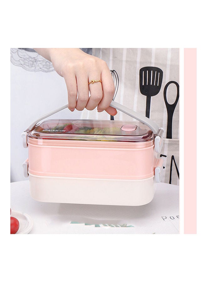 Multi Layer Lunch Box Pink/Grey 4.3x4.5x7.7inch