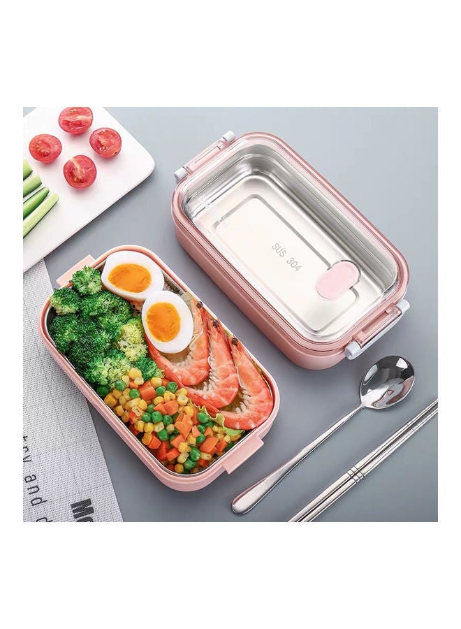 Multi Layer Lunch Box Pink/Grey 4.3x4.5x7.7inch