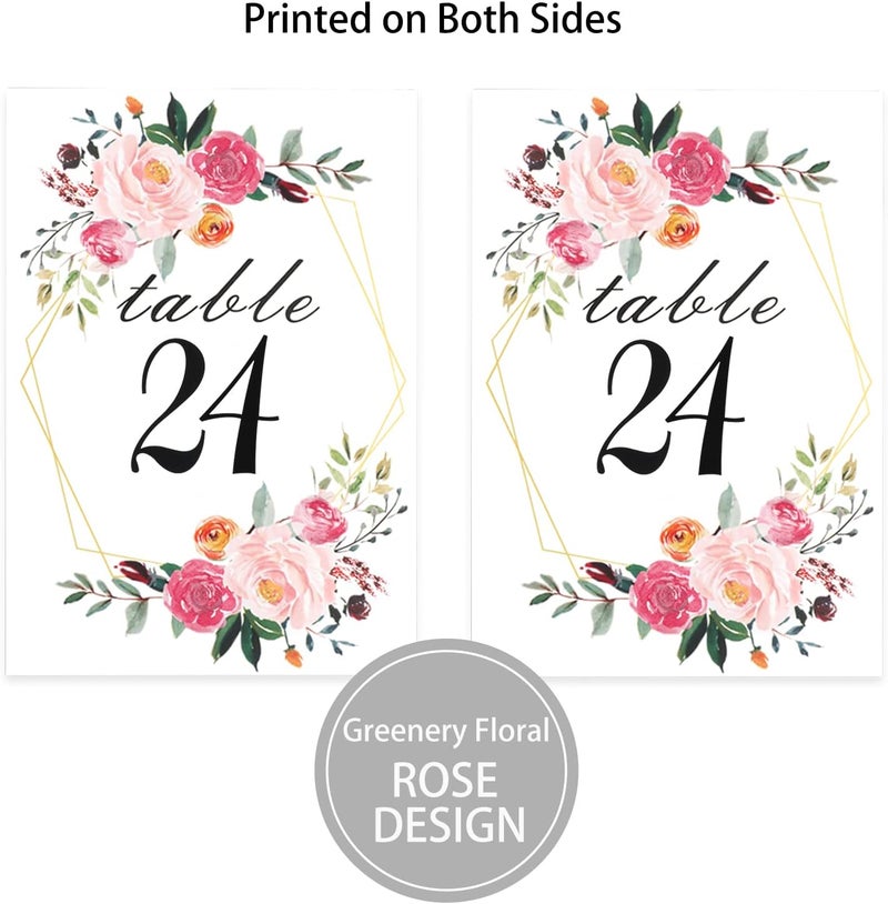 LeeLoon 26 PCS Table Number Holder - Table Card Holder Stand Wire Photo Holder with 26 Pcs Floral Table Number Cards, Place Card Holder Stand for Weddings Party Office Paper Memo Menu Note Clips - Image 5