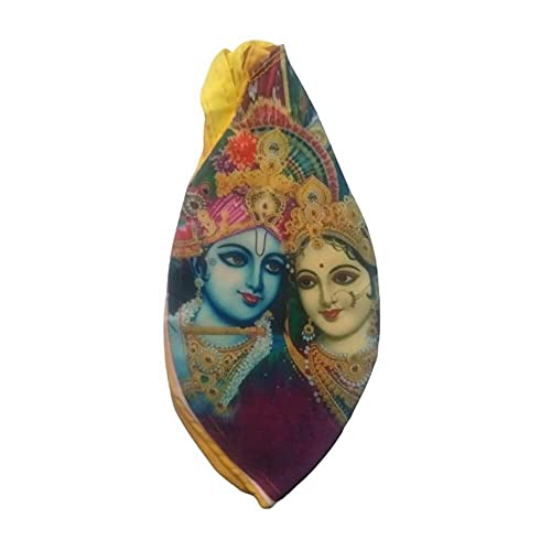 MAYAPURI Pure Cotton Multicolor Radha Krishna Printed Gomukhi Japa Mala Bag/Chating Bag/Beads Bag with Tulsi Japa Mala 108 Beads Original and Sakshi Mala Counter (1 Set) - Image 3