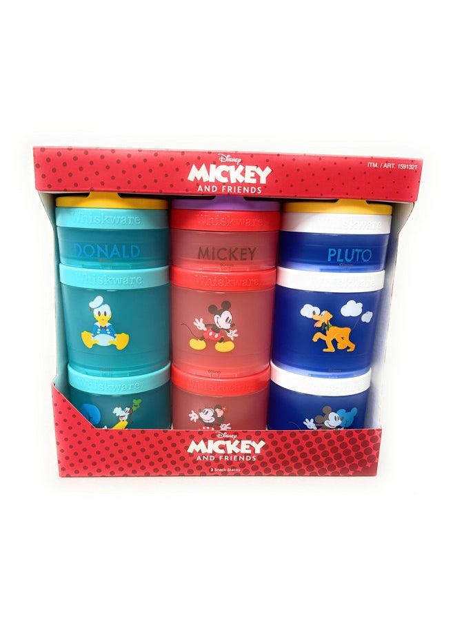Whiskware Whiskware Portable Stackable Snack Containers for Kids, Mickey and Friends 3 Pack Snack Stacks Set, Great For School or Travel!, Normal, Red, 1591321  - Image 1