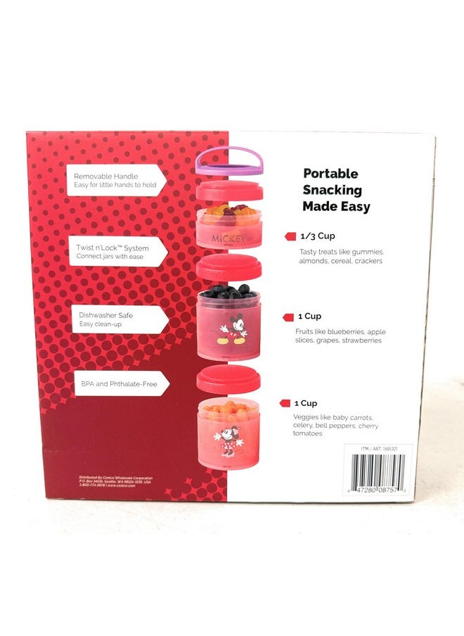 Whiskware Whiskware Portable Stackable Snack Containers for Kids, Mickey and Friends 3 Pack Snack Stacks Set, Great For School or Travel!, Normal, Red, 1591321  - Image 2