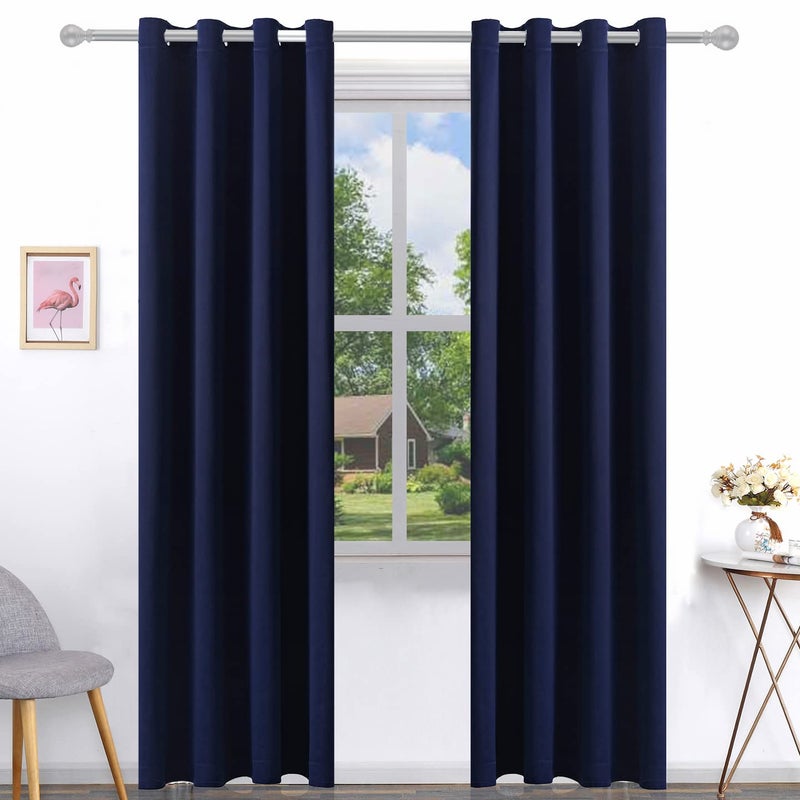 Pickluc Navy Blackout Curtain for Living Room Light Blocking Drapes with Grommet Thermal Insulated Noise Reduction 52 Inches Wide x 108 Inches Long 2 Panels