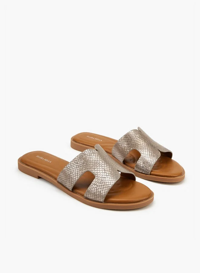 Flora Bella By Shoexpress Textured Slip-On Flat Sandals
