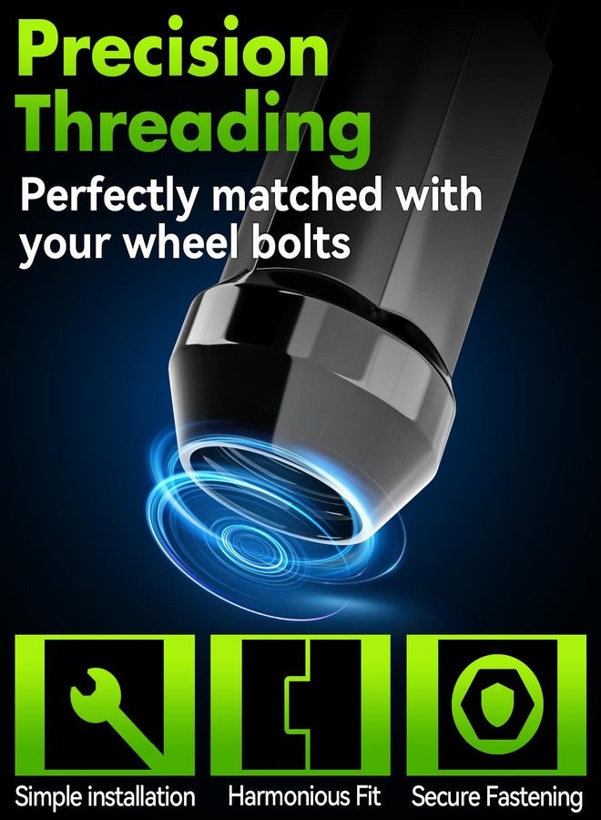 EZISOE 20PCS Black M12x1.5 Open End Bulge Acorn Lug Nuts - 60 Conical Seat - 48mm Height, Lug Nuts for Aftermarket Wheels with 1 Spline Tool/Key - Image 4