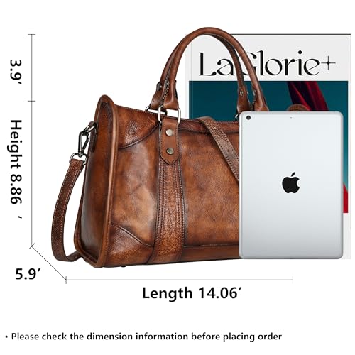 Iswee Womens Genuine Leather Handbags Tote Bag Shoulder Bag Top Handle Satchel Designer Ladies Purse Hobo Crossbody Bags(I19004-Coffee) - Image 3