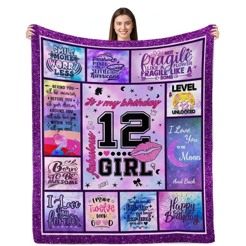 Liviliss 12th Birthday Decorations Throw Blanket 50x60 Gifts for Girls