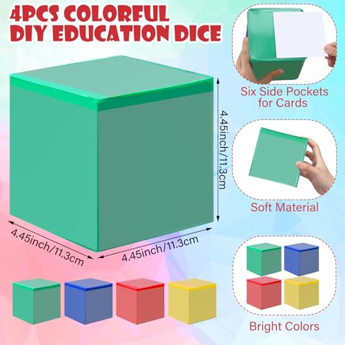 Lunmon 4 Pcs 4 5 Inch Large DIY Pocket Dice Foam Stacking Blocks Education Learning Playing Cubes Teaching Tools for Early Education Activities - Image 5