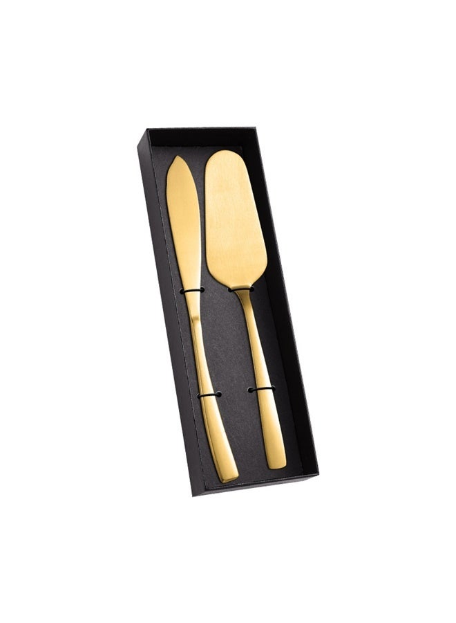 Cake Cutting Set, 2pcs includes cake knife and cake spatula, Premium Stainless Steel Cake Cutter Wedding Cake Knife and Server Spatula Set, Elegant Cake Bread Pizza & Pie Serving Set Perfect For Birthday, Wedding, Parties and Events - Image 1