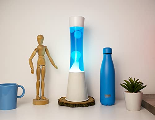 I-TOTAL ITOTAL - Lamp with Internal Movement of Colored Bubbles/Colorful Flow and Hypnotic Wax 3.93 x 15.74 in/with US Plug (Blue & White) - Image 2