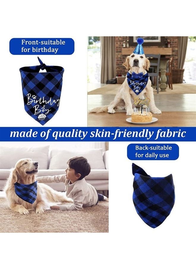 VIPITH - Dog Birthday Party Supplies Boy, VIPITH Dog Birthday Bandana Clothing & Accessories for Dogs, Dog Birthday Hat Dog Birthday Decorations Dog Scarf with Bow Tie Hat Number for Pet Puppy Cat (Blue/Boy) - Image 1