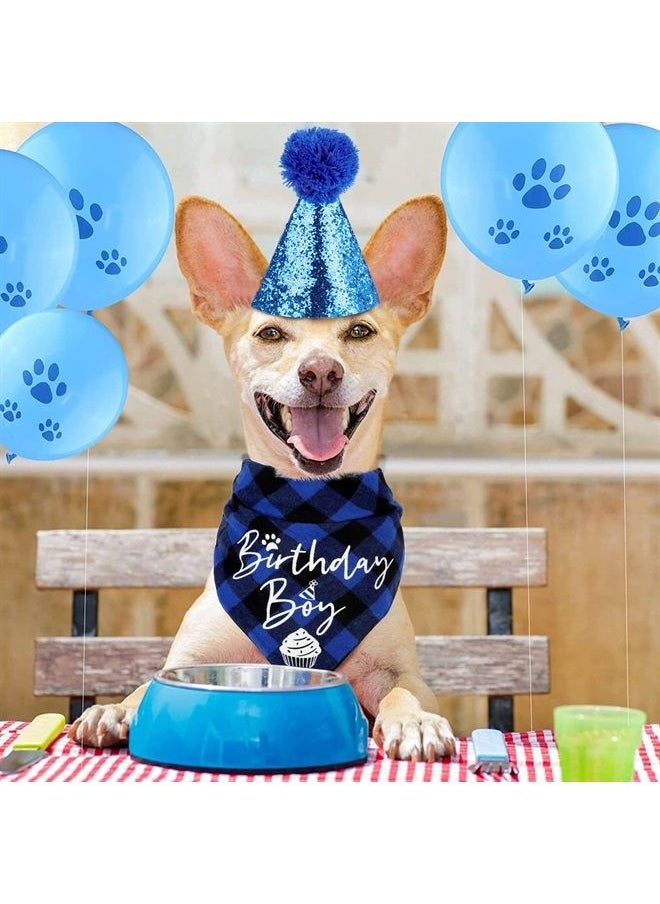 VIPITH - Dog Birthday Party Supplies Boy, VIPITH Dog Birthday Bandana Clothing & Accessories for Dogs, Dog Birthday Hat Dog Birthday Decorations Dog Scarf with Bow Tie Hat Number for Pet Puppy Cat (Blue/Boy) - Image 1