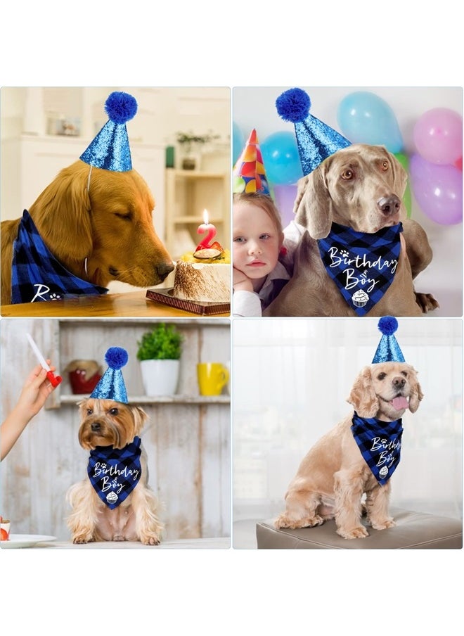 VIPITH - Dog Birthday Party Supplies Boy, VIPITH Dog Birthday Bandana Clothing & Accessories for Dogs, Dog Birthday Hat Dog Birthday Decorations Dog Scarf with Bow Tie Hat Number for Pet Puppy Cat (Blue/Boy) - Image 1
