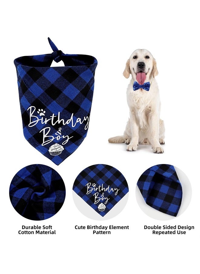 VIPITH - Dog Birthday Party Supplies Boy, VIPITH Dog Birthday Bandana Clothing & Accessories for Dogs, Dog Birthday Hat Dog Birthday Decorations Dog Scarf with Bow Tie Hat Number for Pet Puppy Cat (Blue/Boy) - Image 1