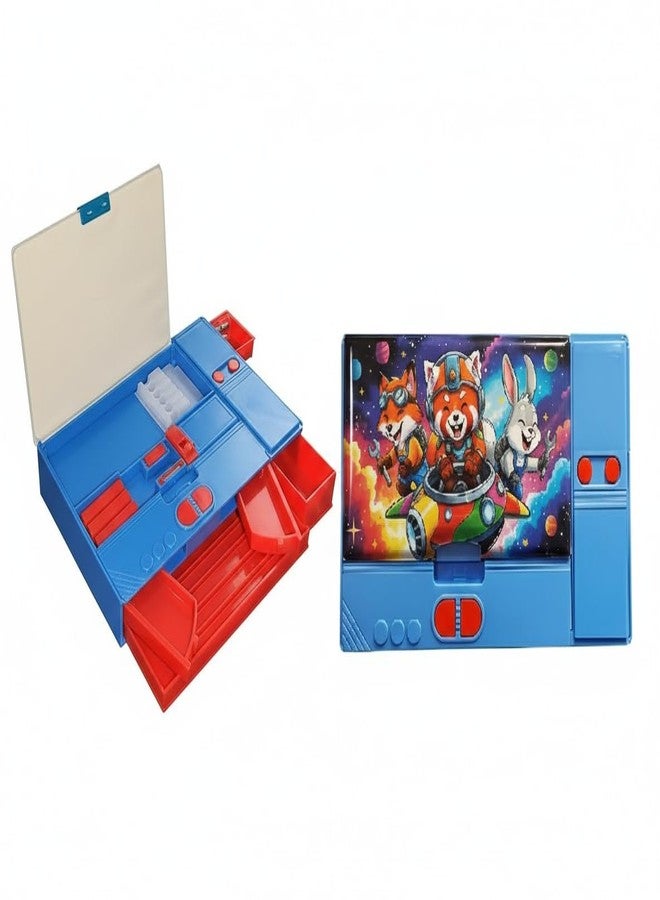 YBN Plastic Box - Jumbo Size Multi-Functional Super Hero Cartoon Theme Pencil Box Geometry Box with Integrated Sharpner for Boys Girls Kids (Superhero) - Image 1