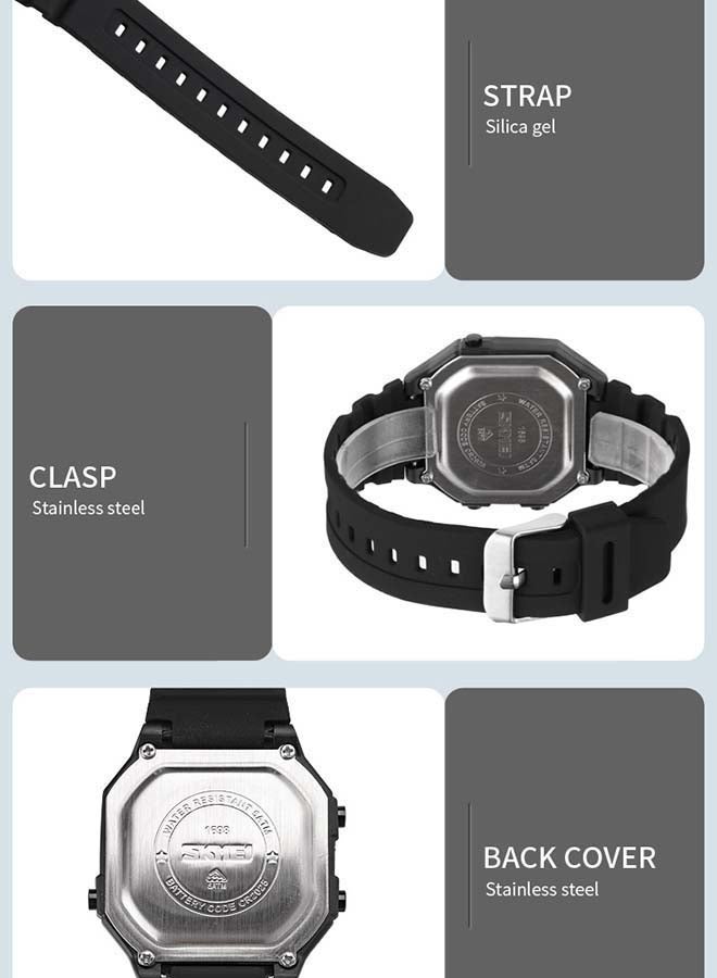 Men's 1698 Square Digital Luminous 5 ATM Waterproof Luxury Sport smart Wrist Watch - Image 3