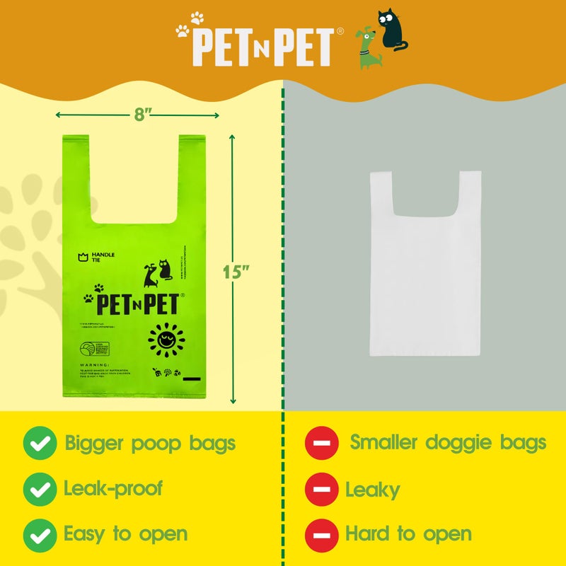 Pet N Pet 200 Counts Unscented Dog Poop Bags Rolls with Tie Handles, 41% Plant Based & 59% PE Poop Bags for Dogs, Extra-Thick Doggie Poo Bag, Pet Waste Bag - Image 2