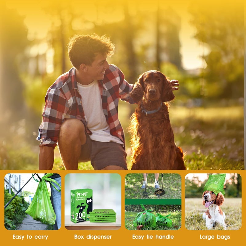 Pet N Pet 200 Counts Unscented Dog Poop Bags Rolls with Tie Handles, 41% Plant Based & 59% PE Poop Bags for Dogs, Extra-Thick Doggie Poo Bag, Pet Waste Bag - Image 5