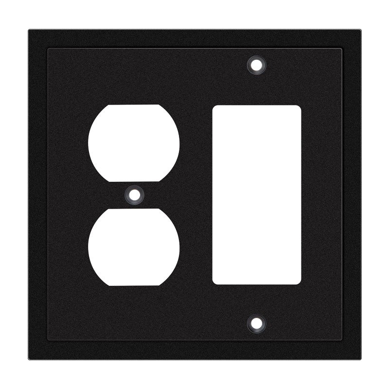 Henne Bery Modern Edge Decorative Wall Plate Switch Plate Outlet Cover Durable Solid Zinc Alloy DecoratorDuplex Matte Black