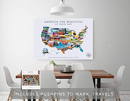 Epic Adventure Maps - USA State Travel Adventure Map Poster - Includes Push Pins - White / 24 x 17 Inches - Image 2