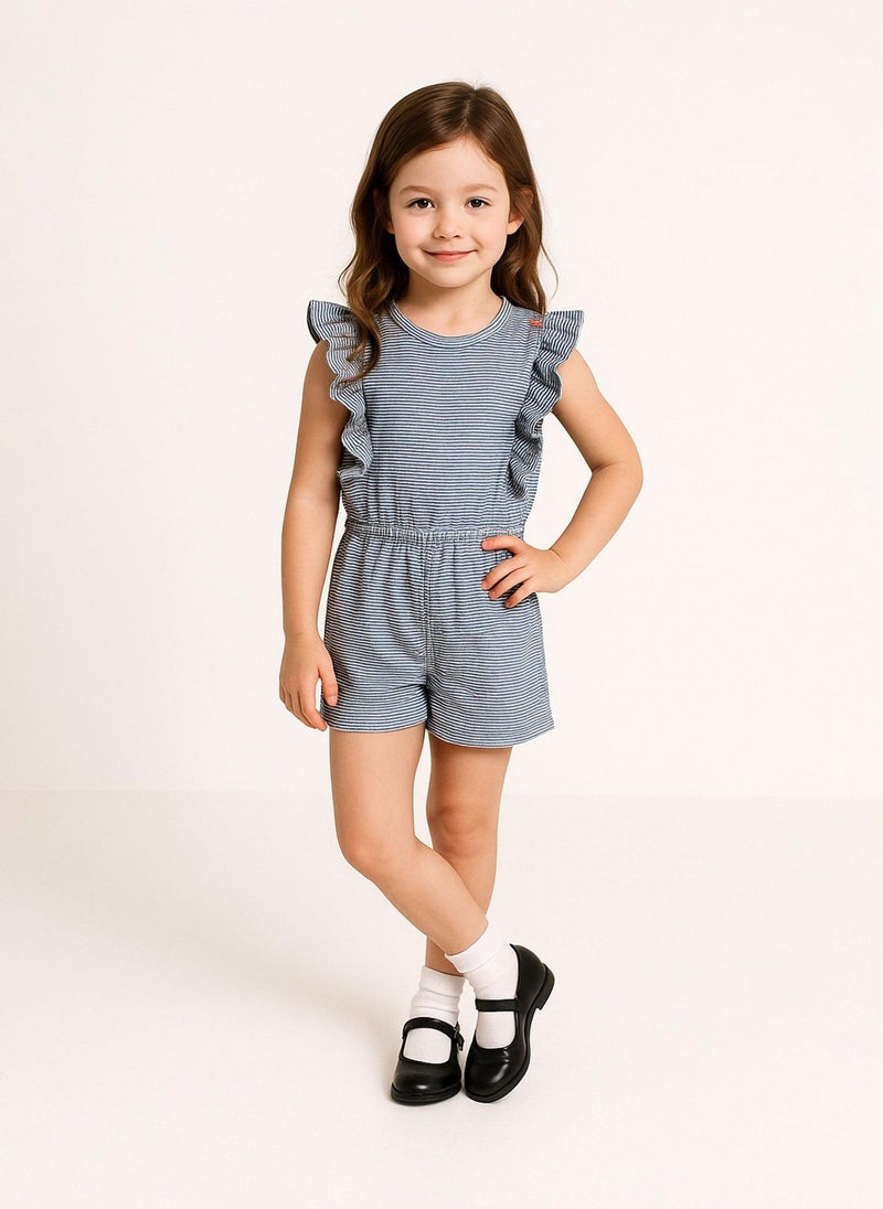 MINOTI Girls Playsuit Short Sleeve with Elastic Waist and Ruffle Detail  - Image 1