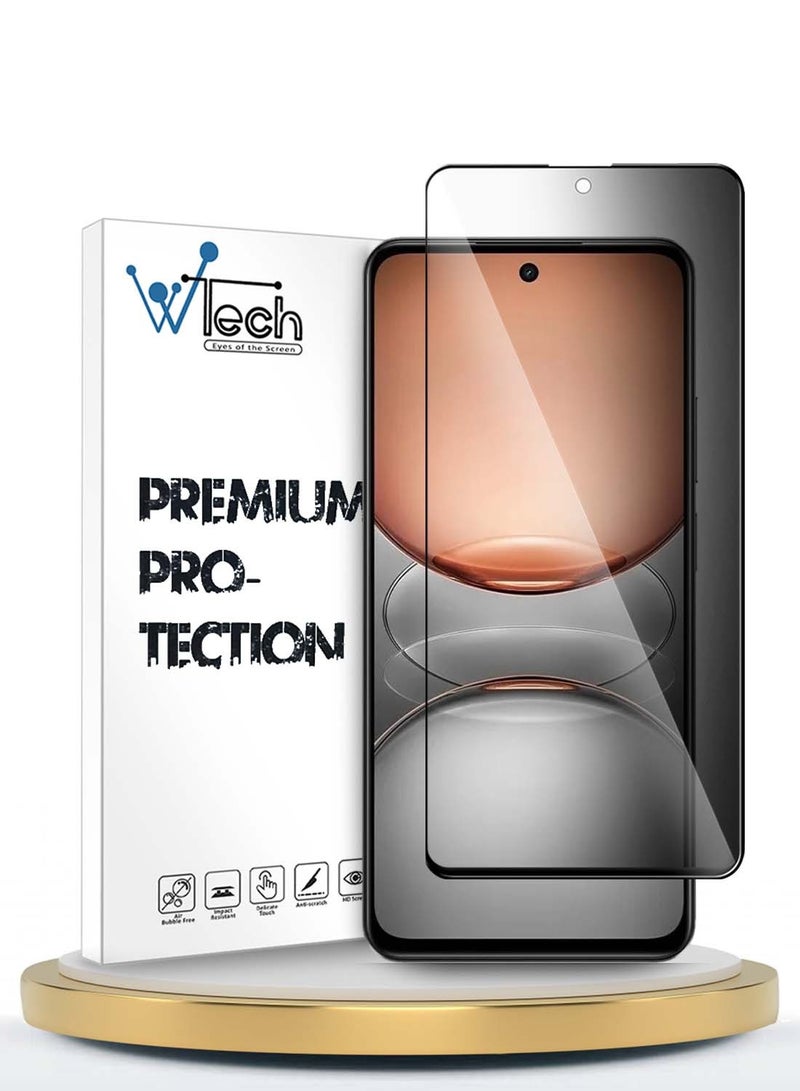 Wtech Realme C75 4G 2024 Premium E2E Series Privacy Full Glue Full Cover Tempered Glass Screen Protector (MSGECP) - Clear/Black - Image 2