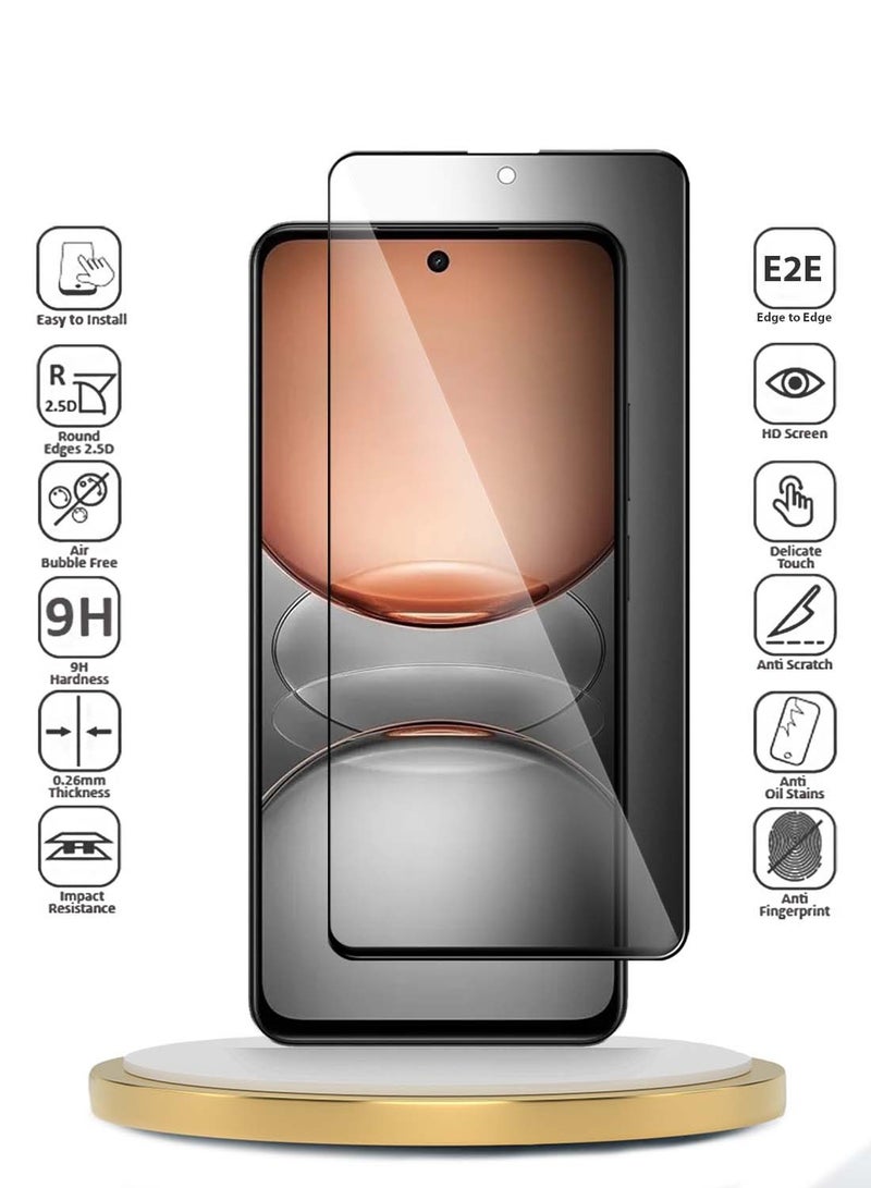 Wtech Realme C75 4G 2024 Premium E2E Series Privacy Full Glue Full Cover Tempered Glass Screen Protector (MSGECP) - Clear/Black - Image 3