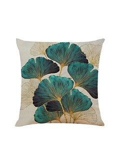 The Bros Cushion Covers, Throw Pillow Covers, Linen Square Throw Pillow Covers, Couch Bed Pillowcases, Green, Gold Leaves, for Living Room Sofa, 45cm x 45cm (18x18 inch) 4 PCS  - Image 4
