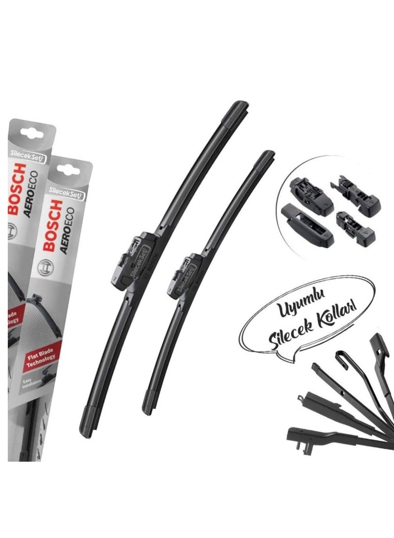BOSCH Aeroeco Front Window Wiper Blades Driver Side And Passenger side For Hyundai Accent Blue Jan. 2011 - 2022 - Image 3