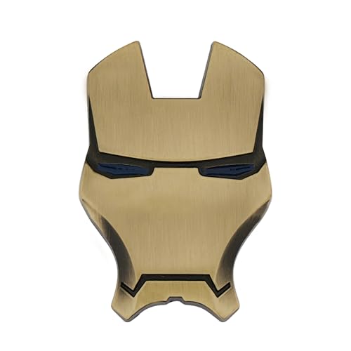 JVCV® 3D Metal Iron M face Sticker Chrome Logo Decal Emblem Badge for All Cars Bikes Laptops Headphones Helmets Home Office Mobile Accessory (Iron M Face, Bronze Blue Eyes) - Image 1