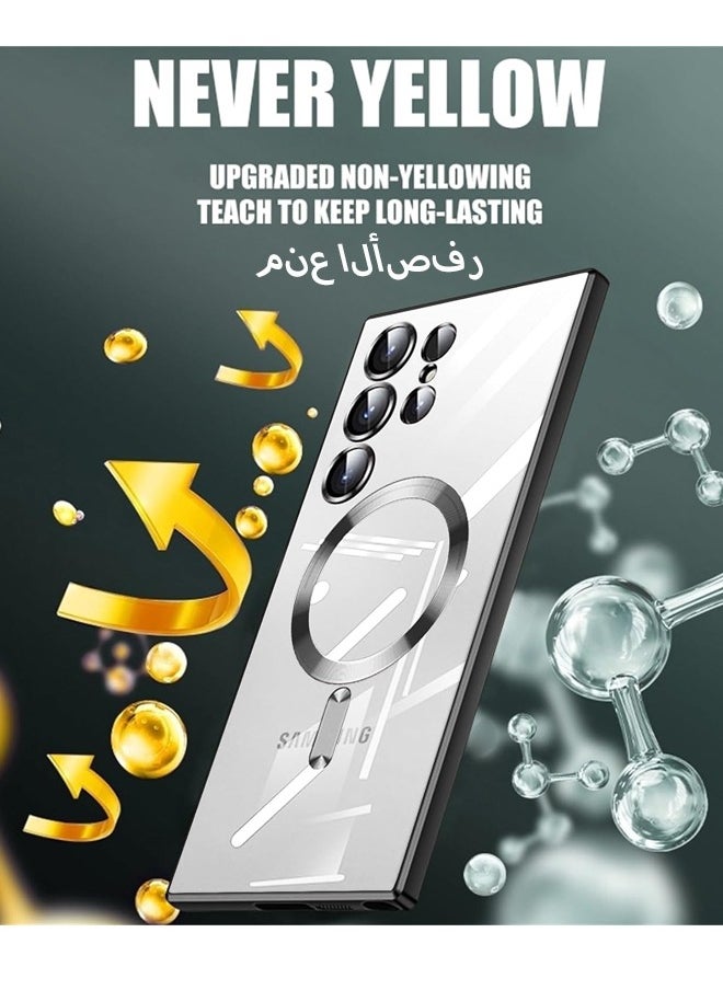 KASTWAVE Samsung Galaxy S23 Ultra Case With Camera Lens Protector, Magnetic Clear Full Protection Plating Anti Scratch Slim Thin Cover For Galaxy S23 Ultra, Luxury Bling Plating Cover Compatible With Magsafe  - Image 3