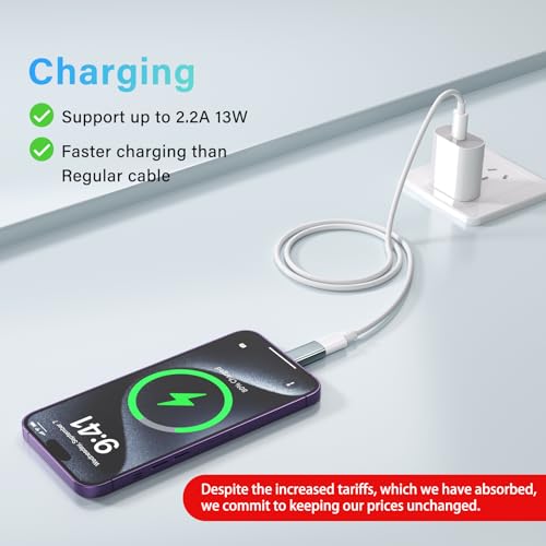 Thousover USB C Type C to Lightning Adapter （4 Pack） 1.8-2.2A 15W Fast Charging Support Data Sync,Lightning to USB Type C Cable Adapter for iPhone/iPad/for Airpods,with Anti-Lost Loop,Not for Audio/OTG, Gray - Image 2