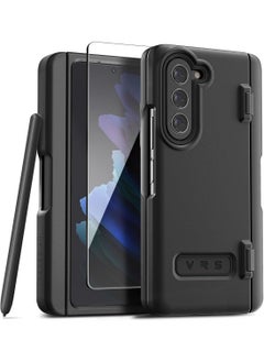VRS Design Terra Guard Modern Pen Edition Samsung Galaxy Z Fold 5 Case Cover (2023) with S-Pen Compartment in Hinge Protection and Front Screen Protector - Matte Black (S-Pen NOT included)  - Image 1