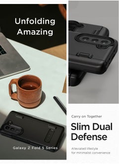 VRS Design Terra Guard Modern Pen Edition Samsung Galaxy Z Fold 5 Case Cover (2023) with S-Pen Compartment in Hinge Protection and Front Screen Protector - Matte Black (S-Pen NOT included)  - Image 4