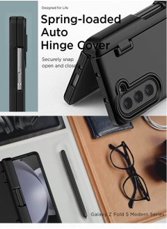 VRS Design Terra Guard Modern Pen Edition Samsung Galaxy Z Fold 5 Case Cover (2023) with S-Pen Compartment in Hinge Protection and Front Screen Protector - Matte Black (S-Pen NOT included)  - Image 2