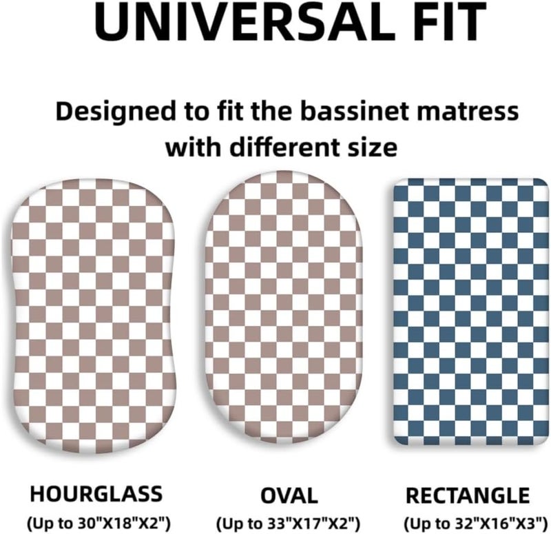 FIGEPO 4 Pack Checkered Bassinet Sheets Neutral Breathable Fitted Baby Sheets Nursery Sheets for Baby Boys or Girls Bassinet Sheet - Image 3